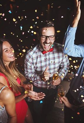 Happy friends at a New Year