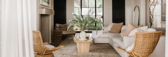 Camille Styles living room spring decor trends.