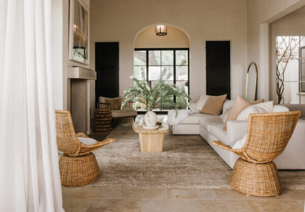 Camille Styles living room spring decor trends.