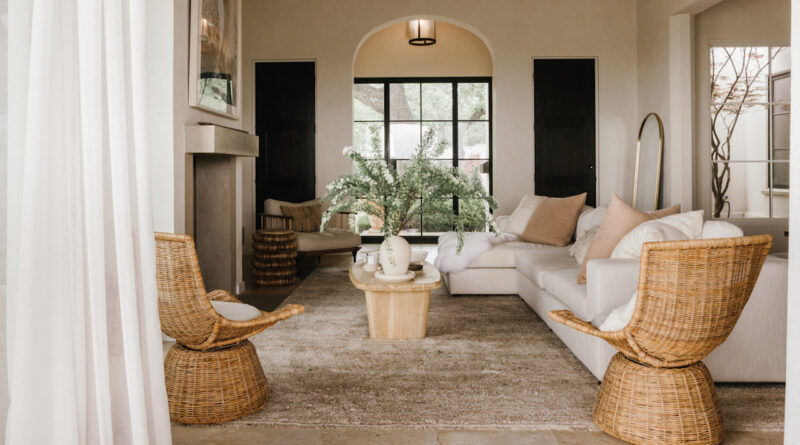 Camille Styles living room spring decor trends.